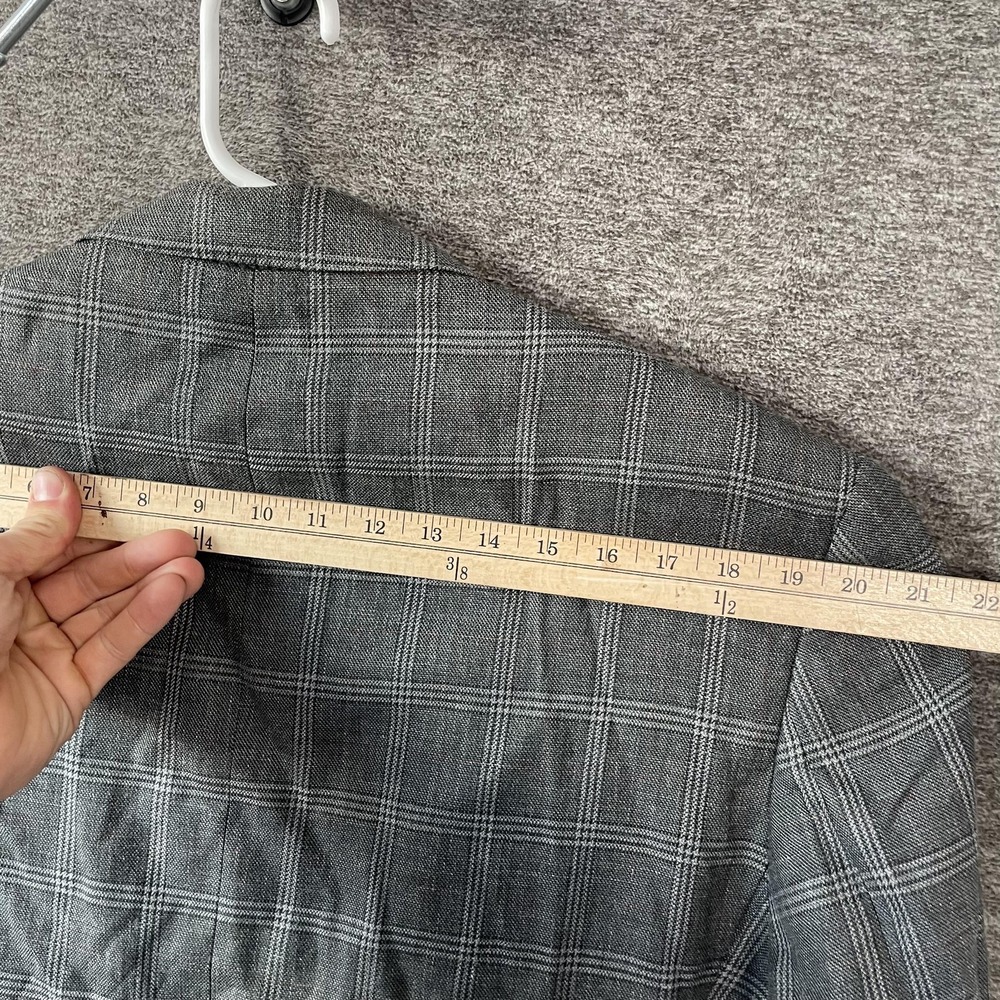 Faconnable Blazer Mens 44 Gray Check Wool Silk Linen Made Canada Sport Coat - Picture 8 of 10